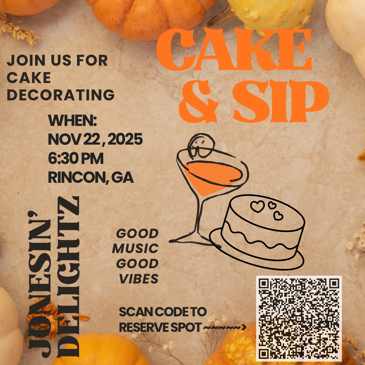 A) Cake Decorating & Sip
