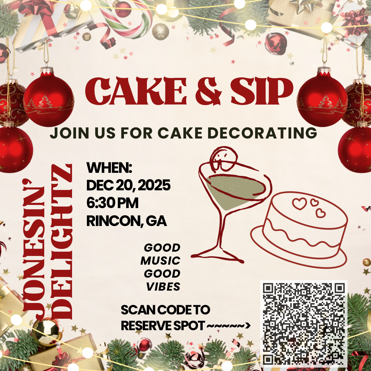 A) Cake Decorating & Sip