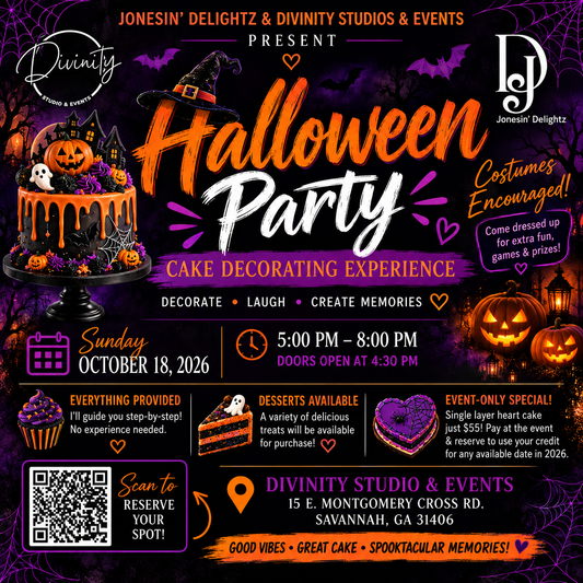 A) 🎃 Halloween Party at Divinity Studios: Cake Decorating Experience 🎃